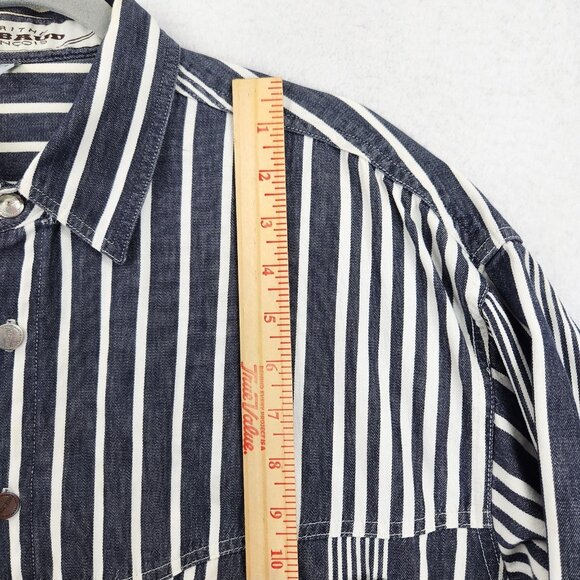 Marithe Francois Girbaud Shirt Mens Large Gray Stripe Vintage Denim USA 90s - Picture 4 of 16